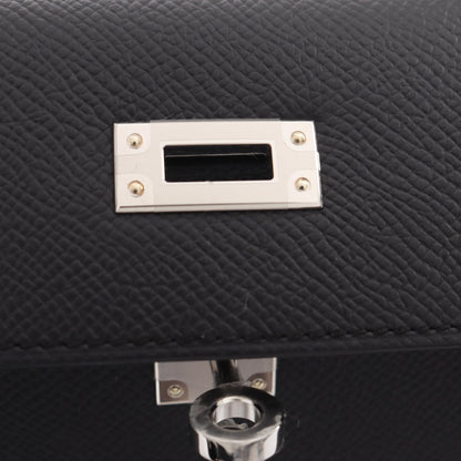 HERMES Kelly 25 Sellier Veau Handbag Black