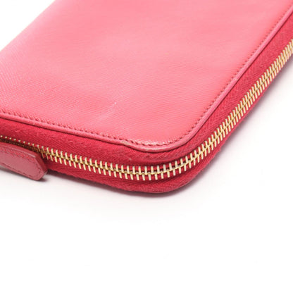 PRADA Round Zipper Saffiano Wallet Red