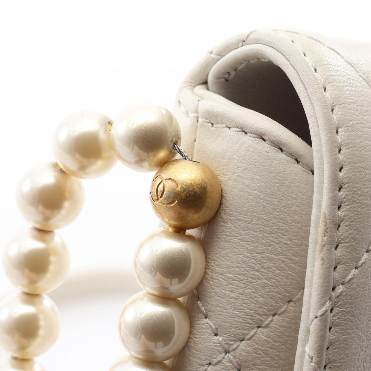 CHANEL Matelassé Faux Pearl Shoulder Bag