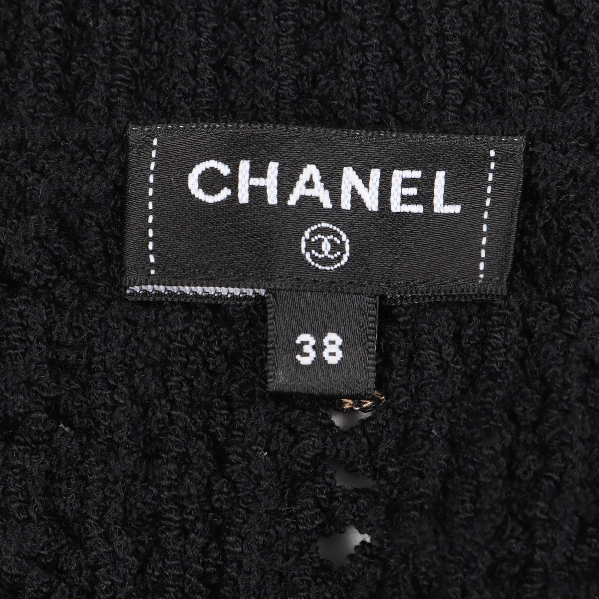 CHANEL V-Neck Knit Cotton Vest Black Size 38