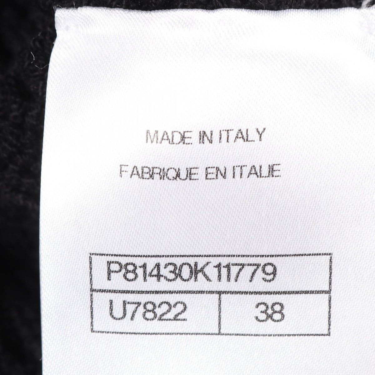 CHANEL V-Neck Knit Cotton Vest Black Size 38