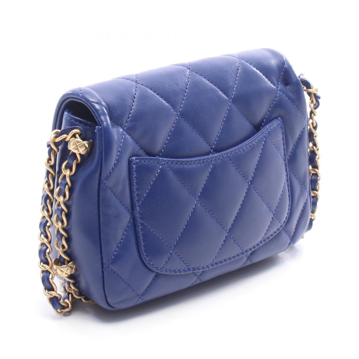 CHANEL Blue Matelassé Mini Gold HW Shoulder Bag