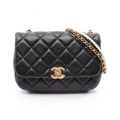 CHANEL Black Matelassé Faux Shoulder Bag