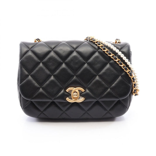 CHANEL Black Matelassé Faux Shoulder Bag