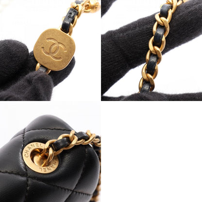 CHANEL Black Matelassé Faux Shoulder Bag