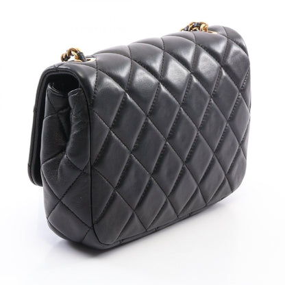 CHANEL Black Matelassé Faux Shoulder Bag