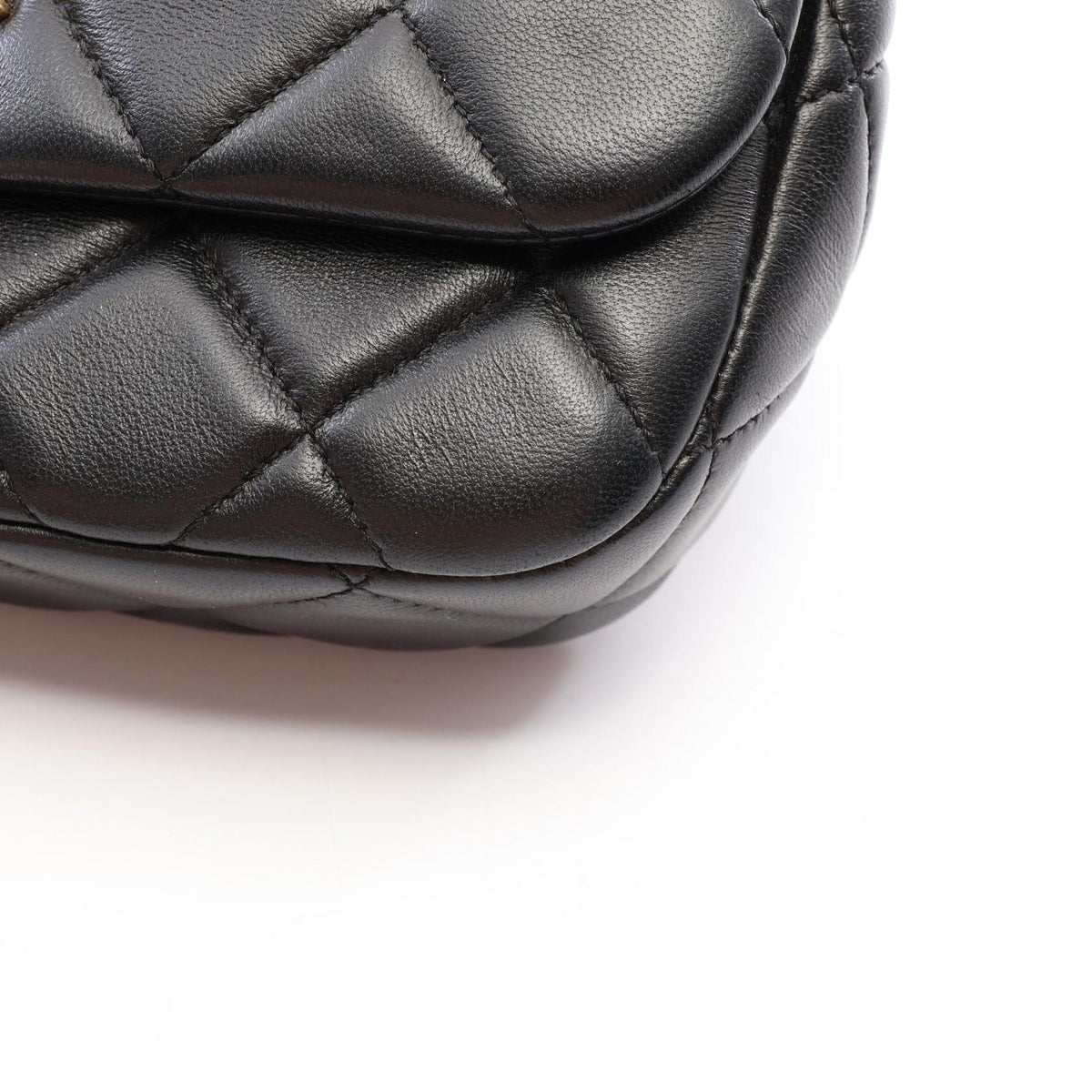 CHANEL Black Matelassé Faux Shoulder Bag