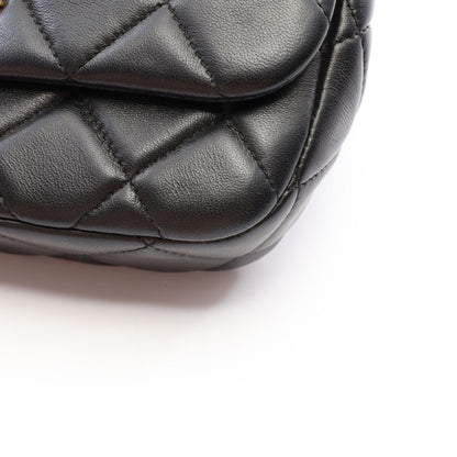 CHANEL Black Matelassé Faux Shoulder Bag