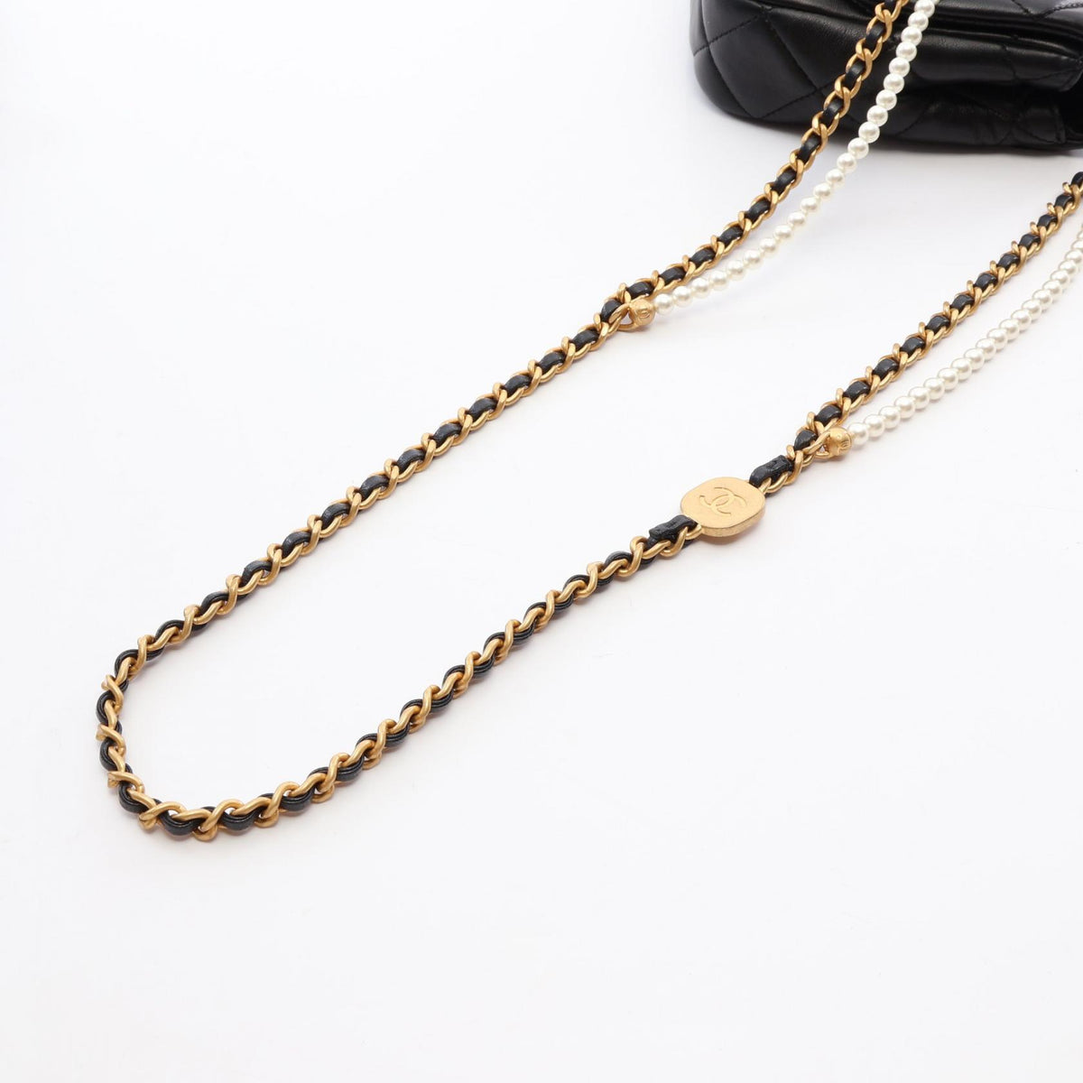 CHANEL Black Matelassé Faux Shoulder Bag