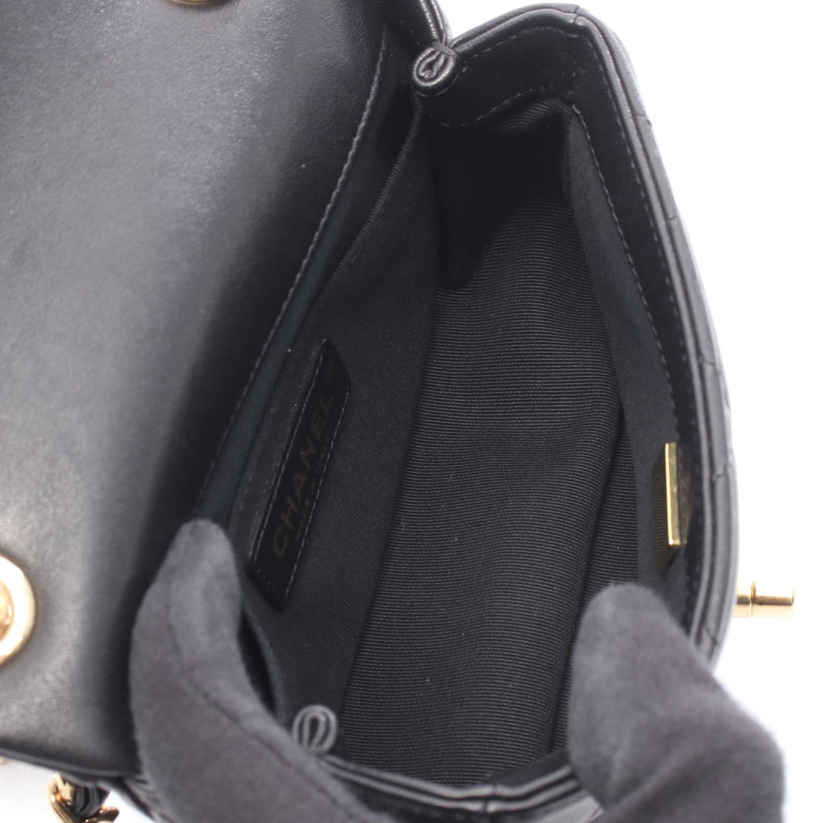 CHANEL Mini Matelasse Top Handle Bag Black