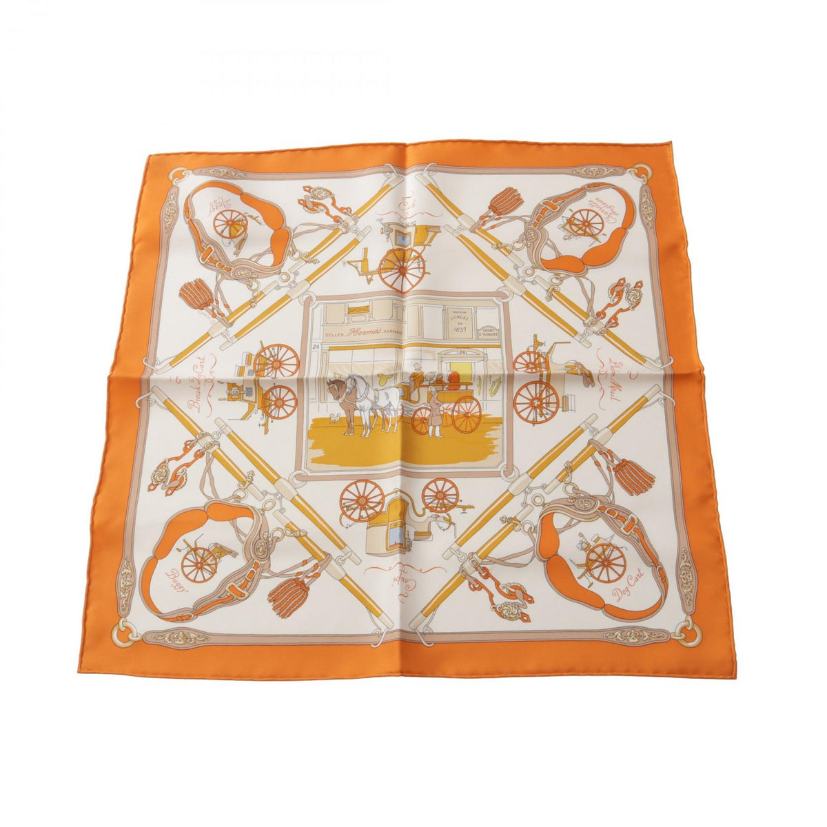HERMES Petit Carre Palonniers Silk Scarf Size 40