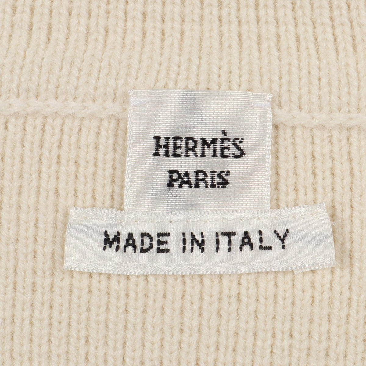 HERMES Sellier Button Zip Up Wool Knit White Size 36