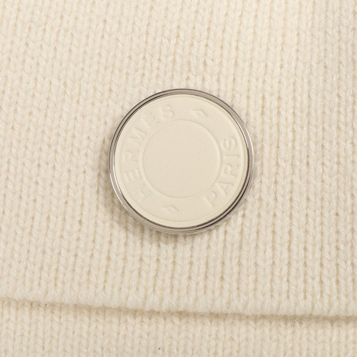 HERMES Sellier Button Zip Up Wool Knit White Size 36