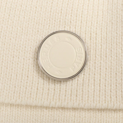 HERMES Sellier Button Zip Up Wool Knit White Size 36