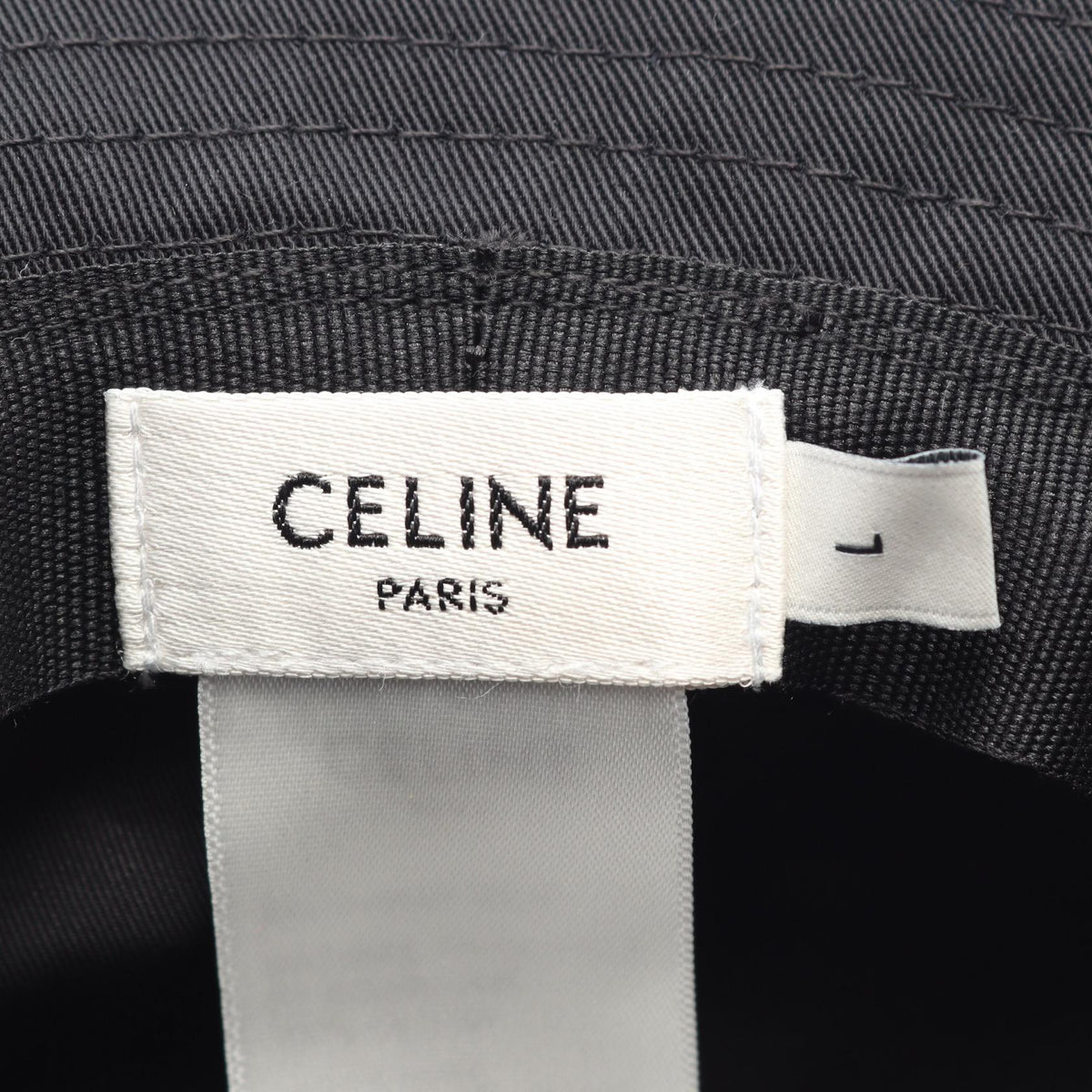 CELINE Logo Embroidery Cotton Bucket Hat Size L