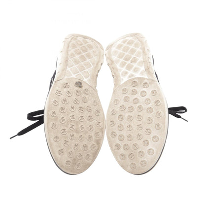CHANEL Coco Mark Shaggy Knit Suede Sneakers Size 38