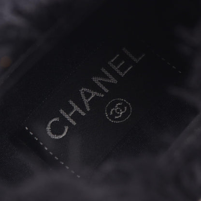 CHANEL Coco Mark Shaggy Knit Suede Sneakers Size 38