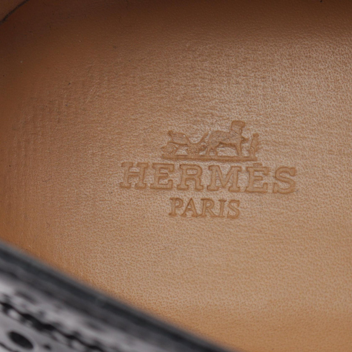 HERMES Medallion Brogue Shoes Black Size EU 42