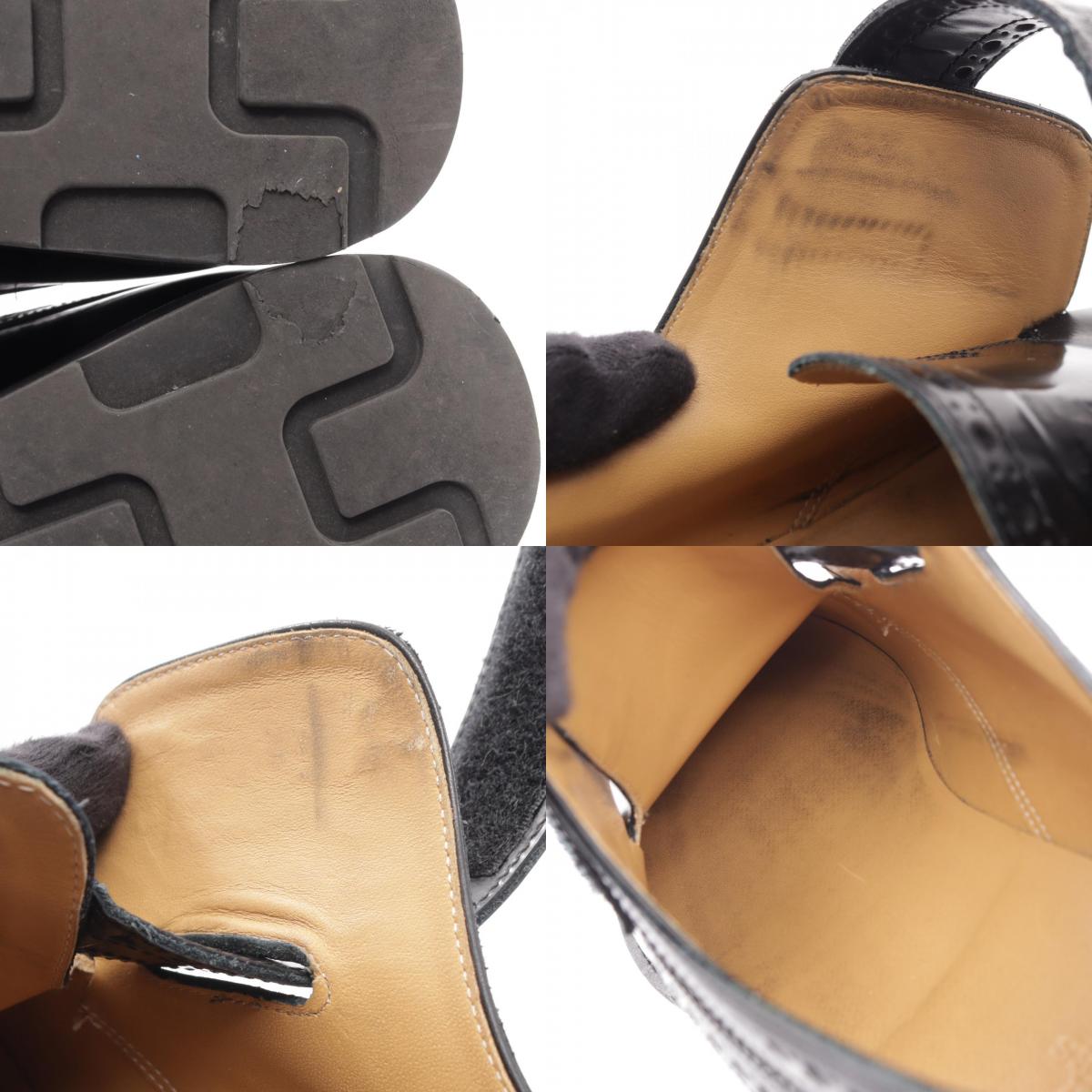 HERMES Medallion Brogue Shoes Black Size EU 42