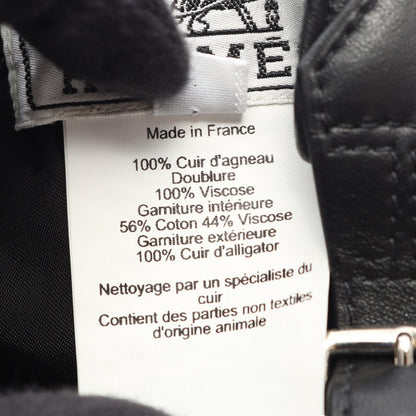 HERMES Riley Alligator Leather Cap Black Size 58