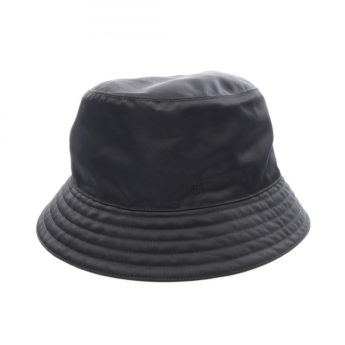 HERMES H-Embroidered Nylon Bucket Hat Black Size 58