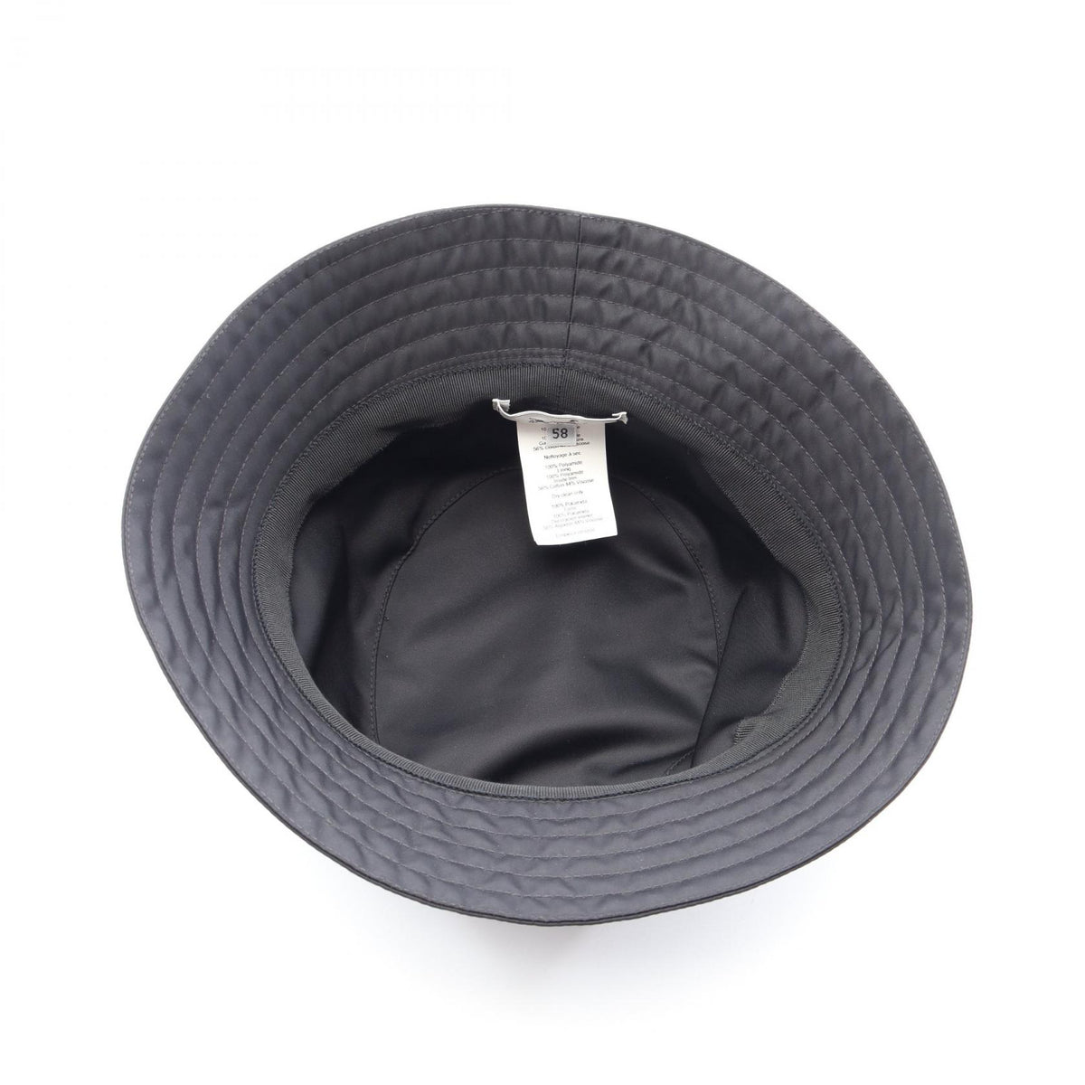 HERMES H-Embroidered Nylon Bucket Hat Black Size 58