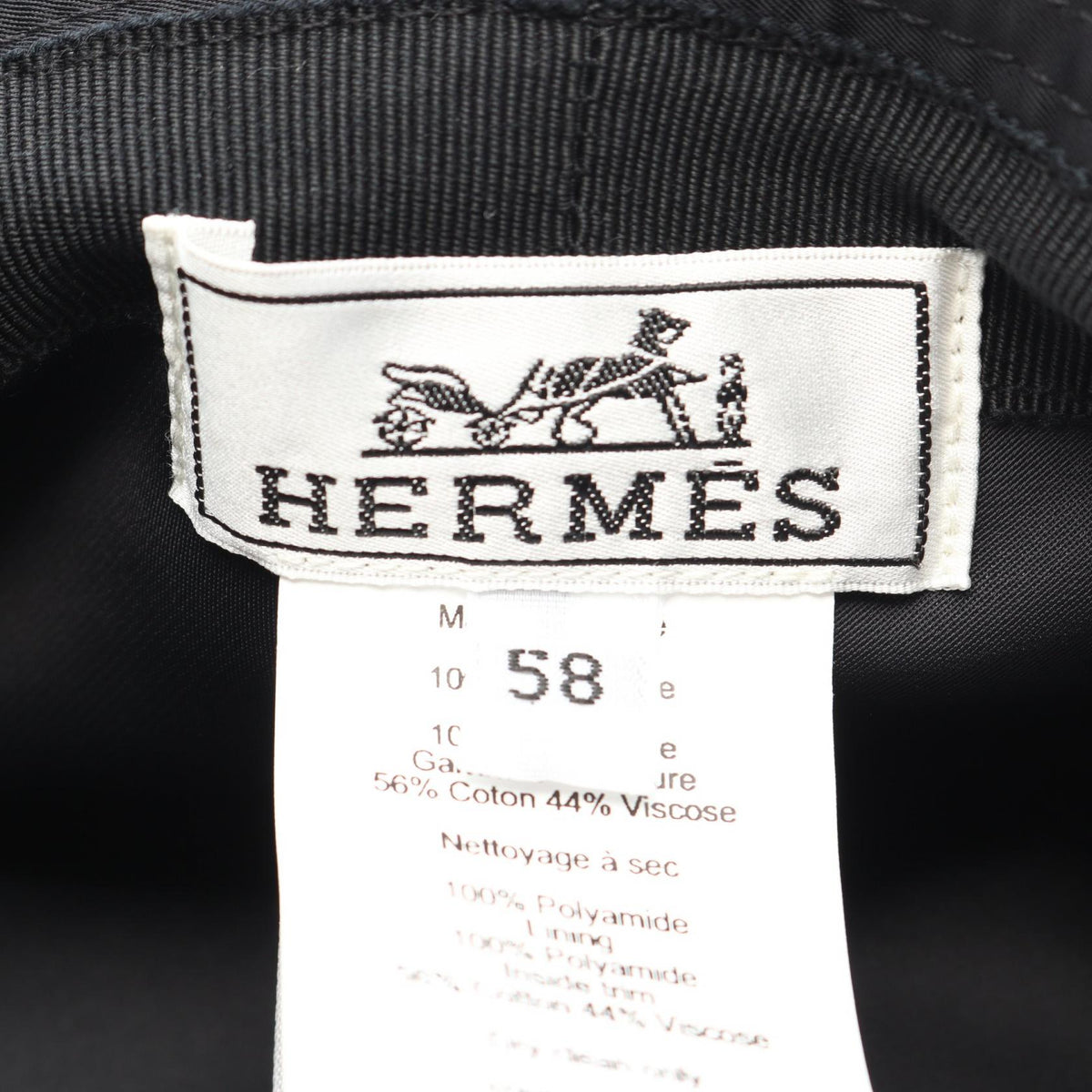 HERMES H-Embroidered Nylon Bucket Hat Black Size 58