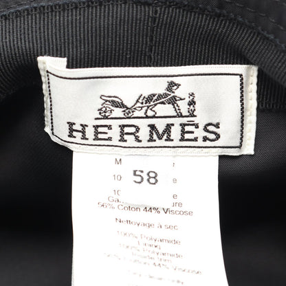 HERMES H-Embroidered Nylon Bucket Hat Black Size 58