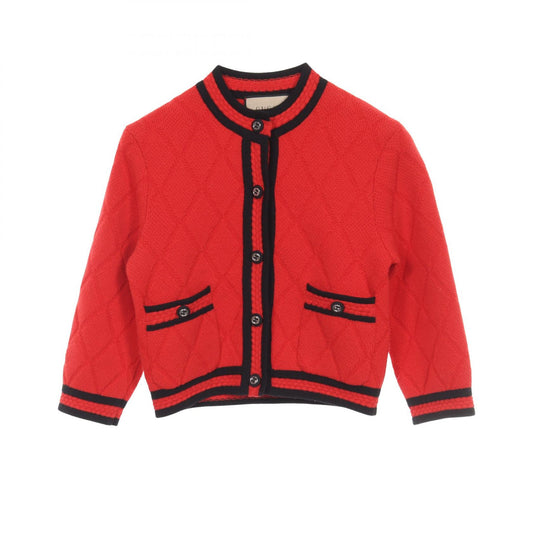 GUCCI Interlocking G Knit Wool Cardigan Red Size XS