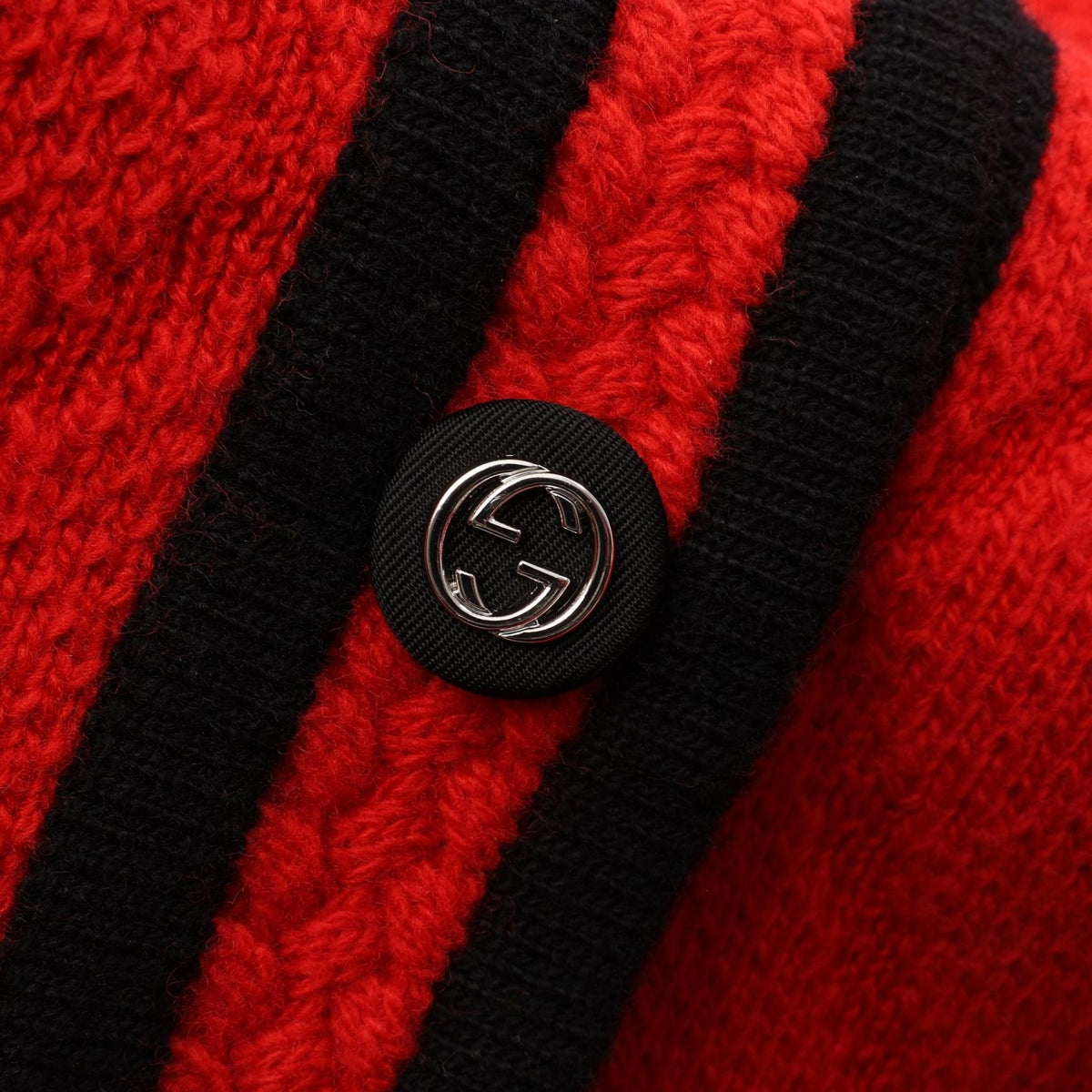 GUCCI Interlocking G Knit Wool Cardigan Red Size XS