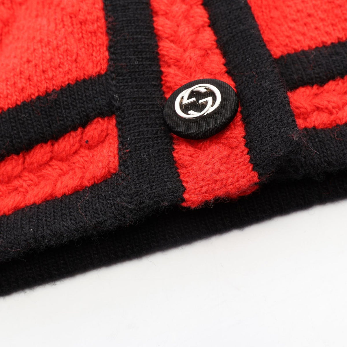 GUCCI Interlocking G Knit Wool Cardigan Red Size XS
