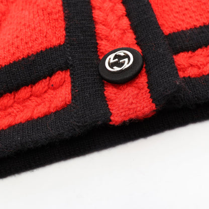 GUCCI Interlocking G Knit Wool Cardigan Red Size XS