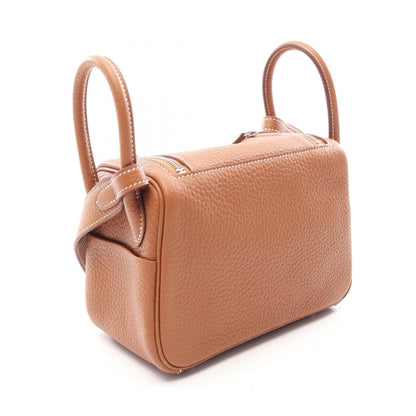 HERMES Lindy Mini Taurillon Gold Brown Shoulder Bag