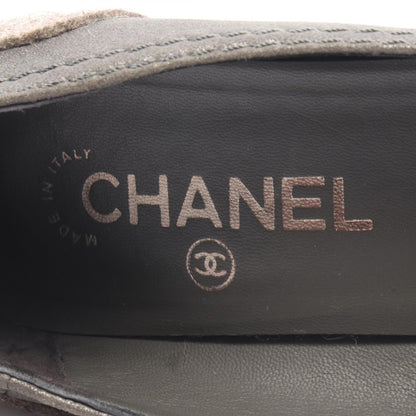 CHANEL CC Mark Suede Wedge Sole Pumps Size 38
