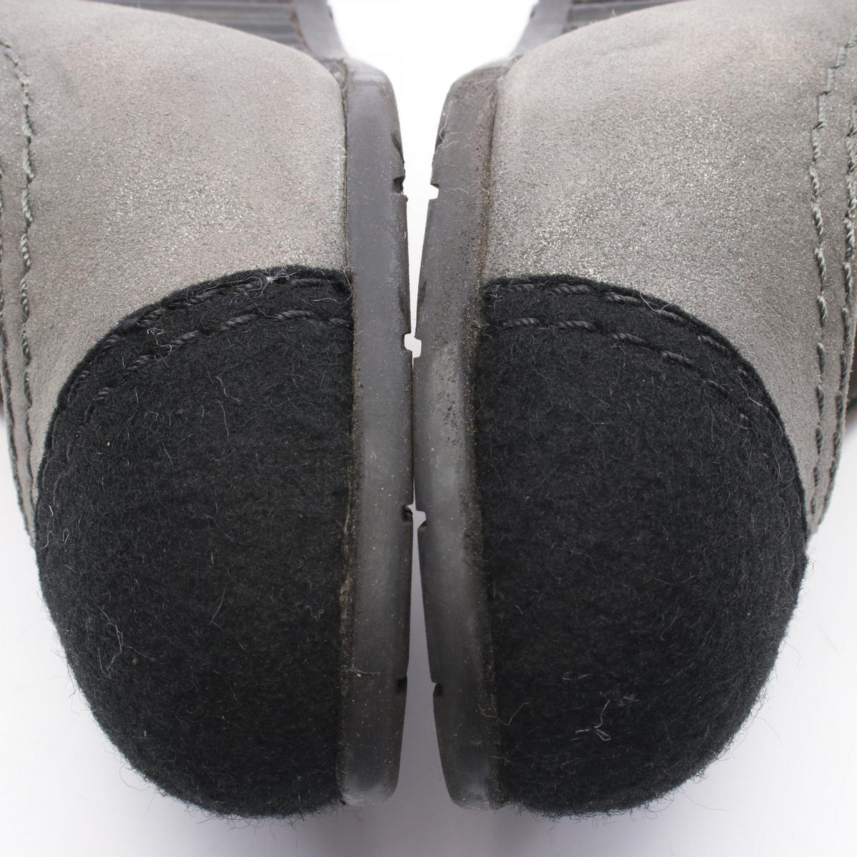 CHANEL CC Mark Suede Wedge Sole Pumps Size 38