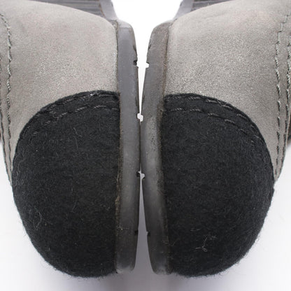 CHANEL CC Mark Suede Wedge Sole Pumps Size 38