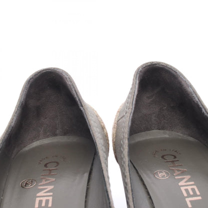CHANEL CC Mark Suede Wedge Sole Pumps Size 38