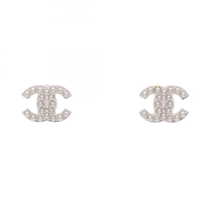 CHANEL Coco Mark Metal Faux Pearl Earrings