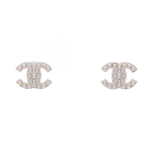 CHANEL Coco Mark Metal Faux Pearl Earrings