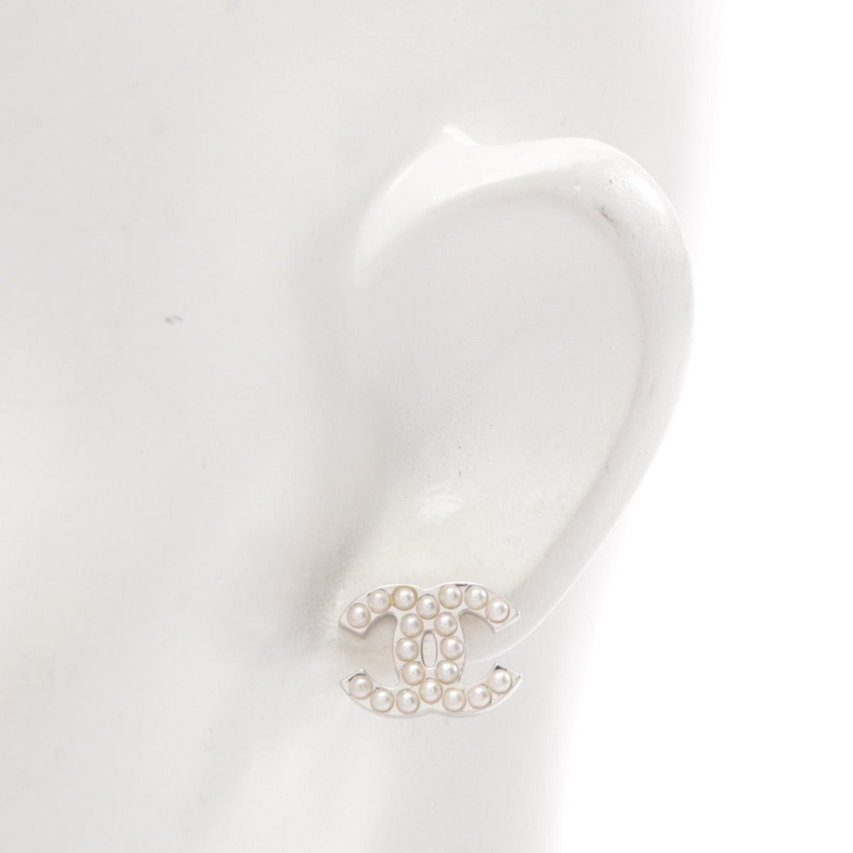 CHANEL Coco Mark Metal Faux Pearl Earrings