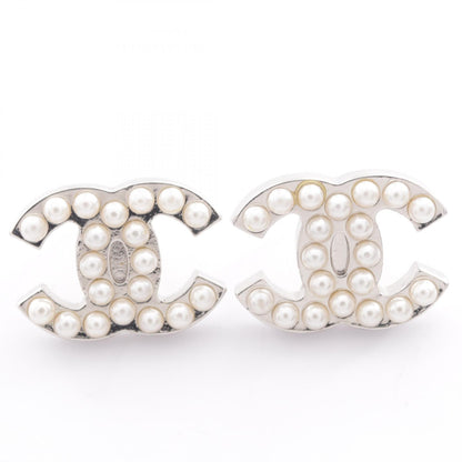 CHANEL Coco Mark Metal Faux Pearl Earrings