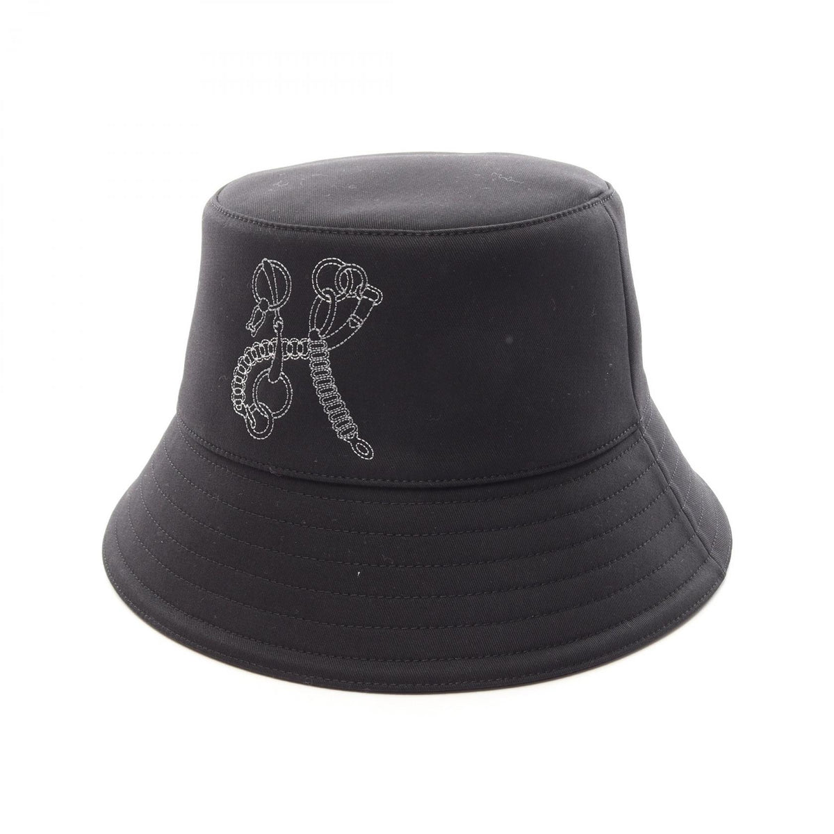 HERMES Milo Des Chaînes Cotton Bucket Hat Black Size 59