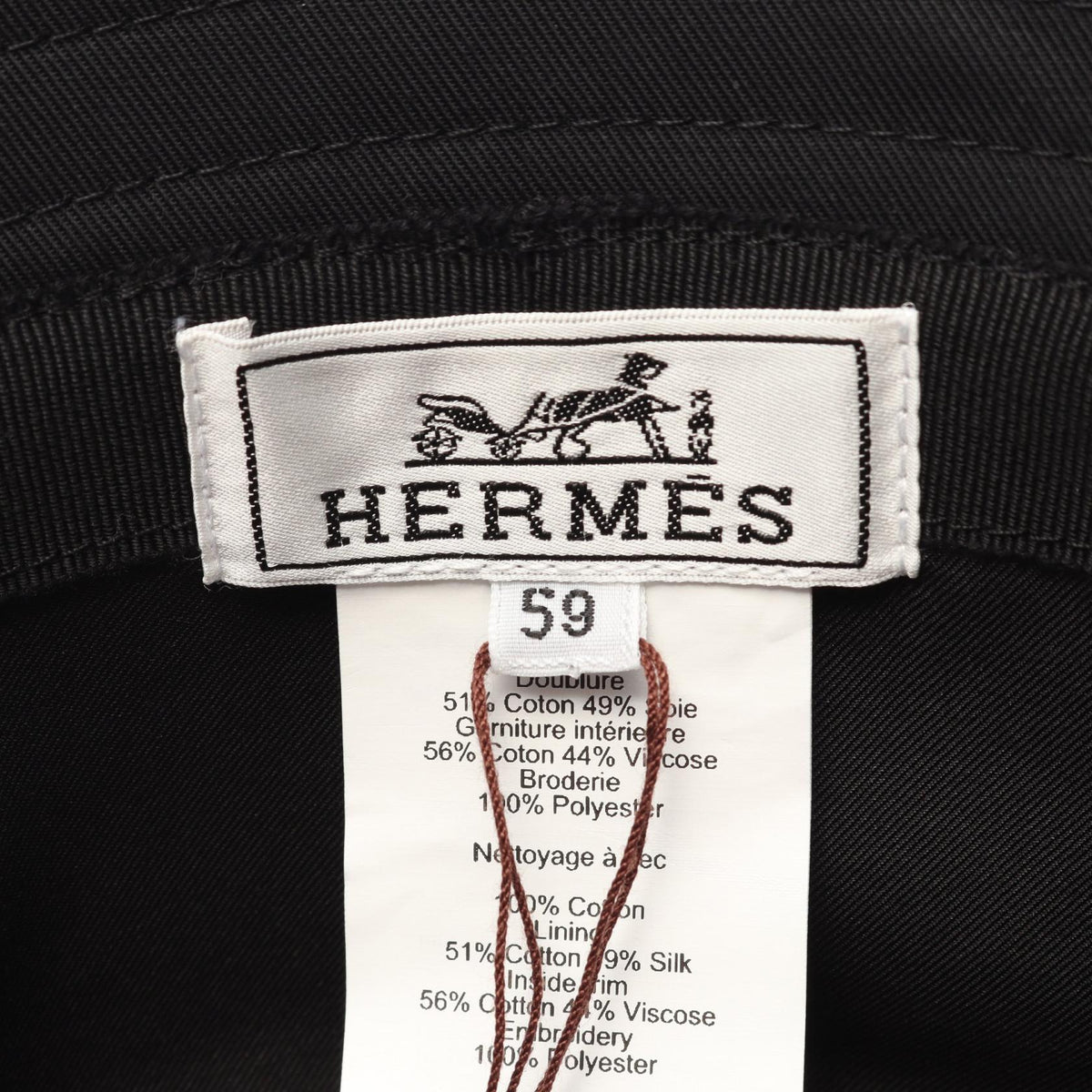HERMES Milo Des Chaînes Cotton Bucket Hat Black Size 59