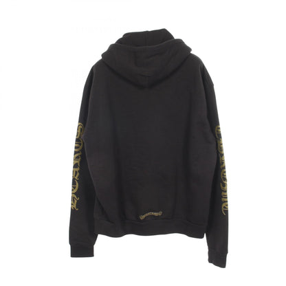 CHROME HEARTS Vertical Logo Cotton Hoodie Black Size XS