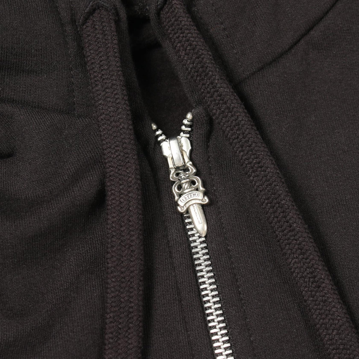 CHROME HEARTS Vertical Logo Cotton Hoodie Black Size XS