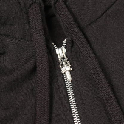 CHROME HEARTS Vertical Logo Cotton Hoodie Black Size XS