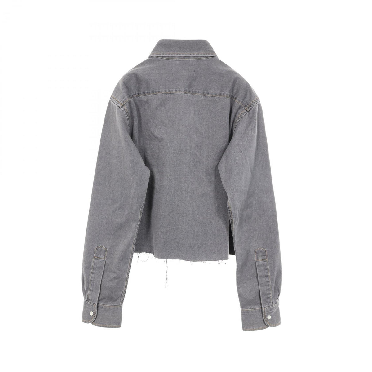 Miu Miu Cropped Chambray Washed Cotton Up Gray Shirt Size 36