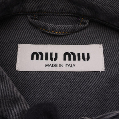 Miu Miu Cropped Chambray Washed Cotton Up Gray Shirt Size 36