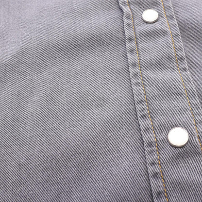 Miu Miu Cropped Chambray Washed Cotton Up Gray Shirt Size 36