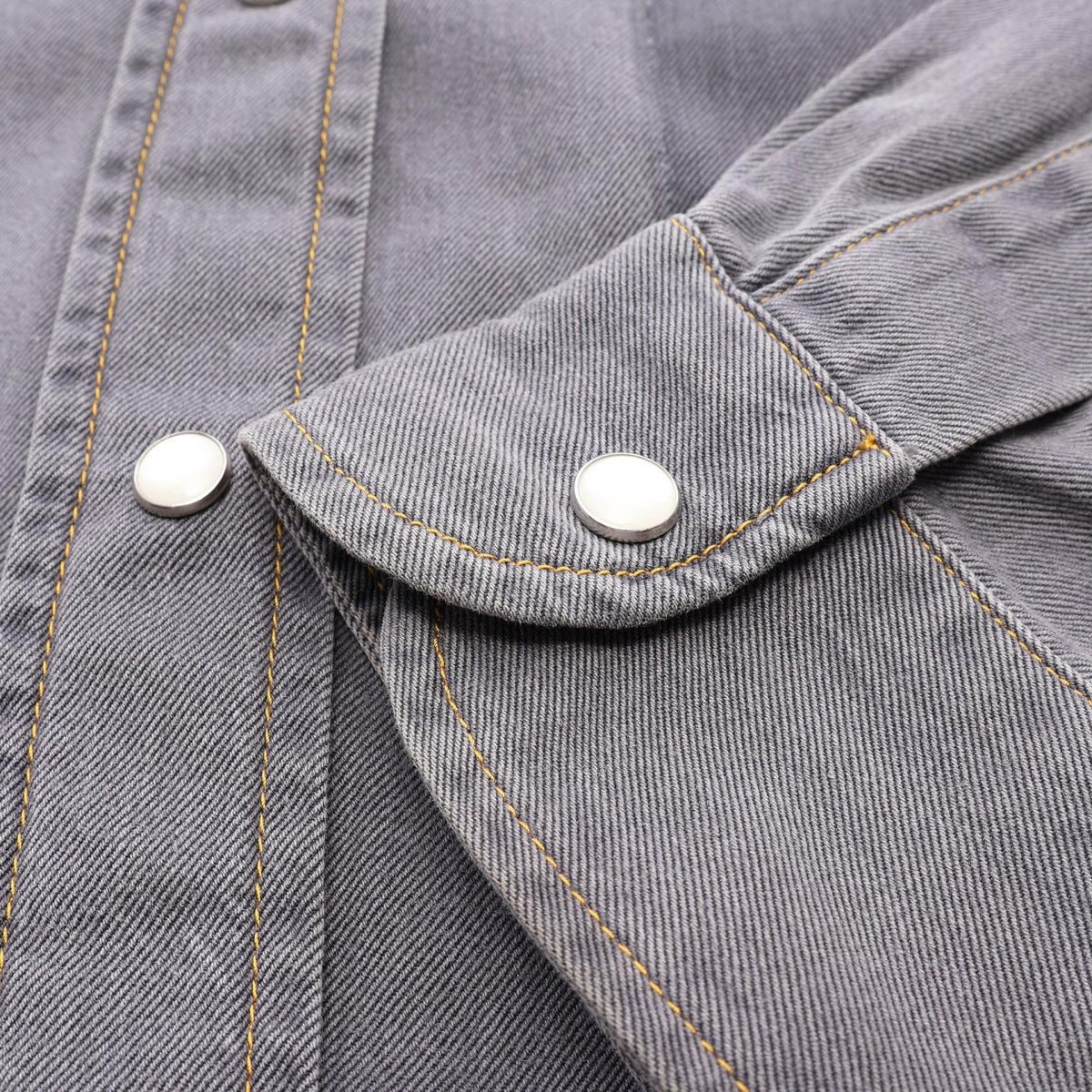 Miu Miu Cropped Chambray Washed Cotton Up Gray Shirt Size 36